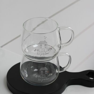 Petite Set of 2 -Love Your Home Glass Mug