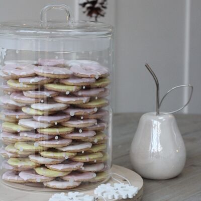 Large Glass Biscuit Jar- White Polka Dots