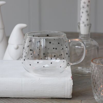 Petite Black Polka Dot Glass Mug