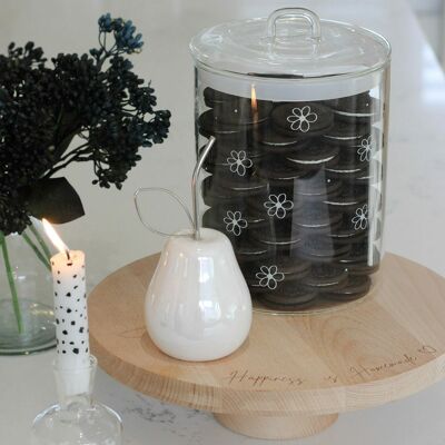 White Floral Large Glass Biscuit Jar