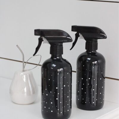 Set flacone spray nero a pois