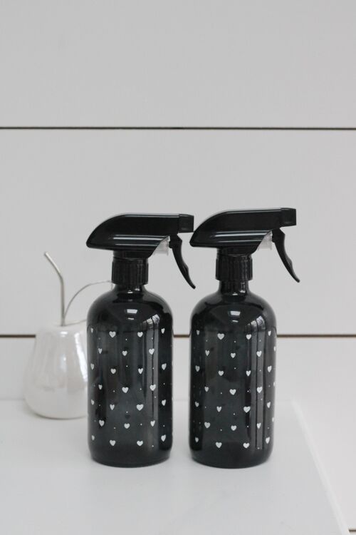 Black Spray Bottle Set -  Multi Hearts