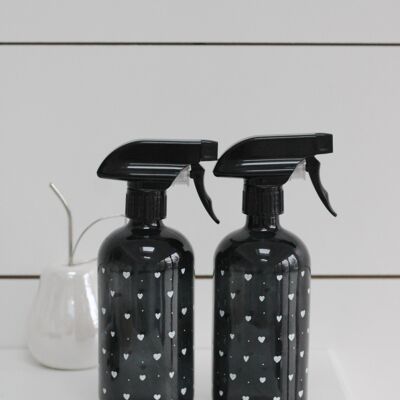 Set flacone spray nero - cuori multipli