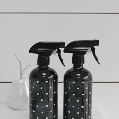 Black Spray Bottle Set -  Multi Hearts