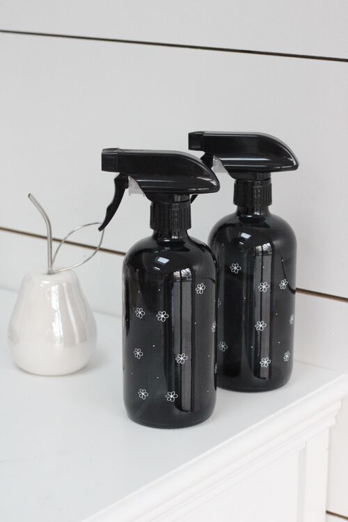 Black Spray Bottle Set - Various Styles - Floral