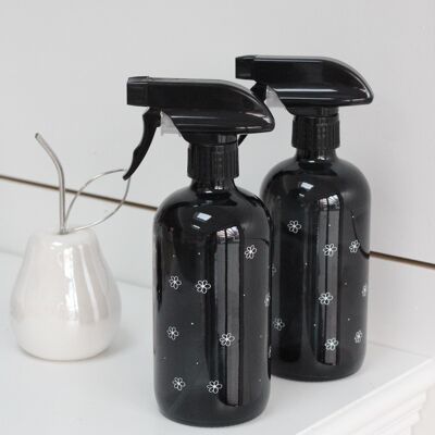 Black Spray Bottle Set - Various Styles - Floral