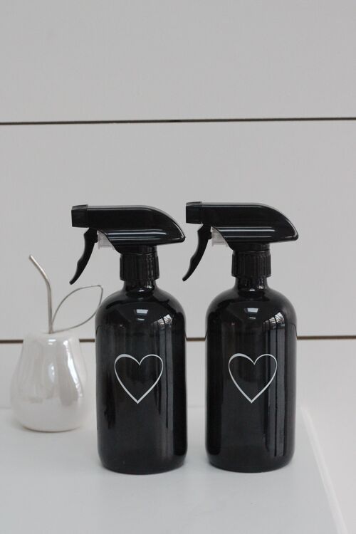 Black Spray Bottle Set - Various Styles - Single heart