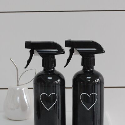 Black Spray Bottle Set - Various Styles - Single heart