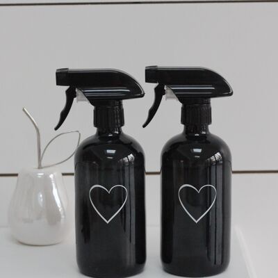 Black Spray Bottle Set - Various Styles - Single heart