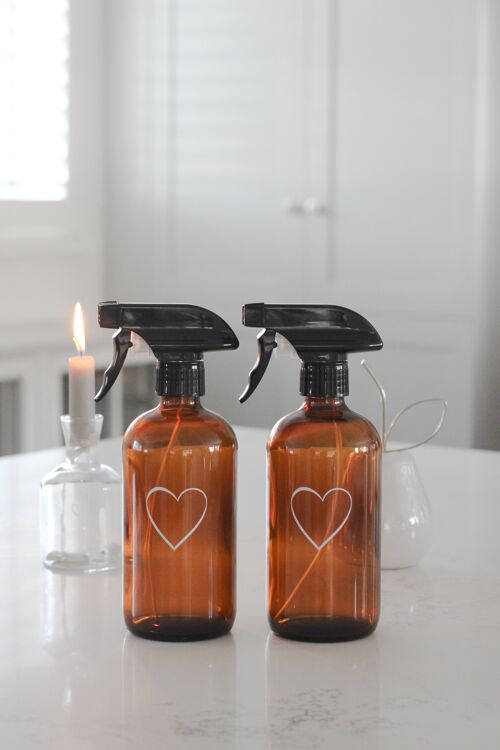Amber Spray Bottle Set - Various Styles - Single heart