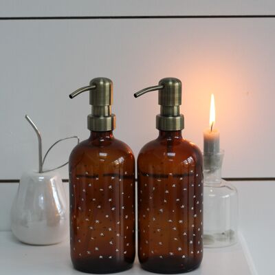Set di bottiglie di sapone color ambra - vari stili - stellato