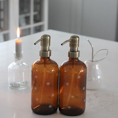 Amber Soap Bottle Set - Various Styles - Floral