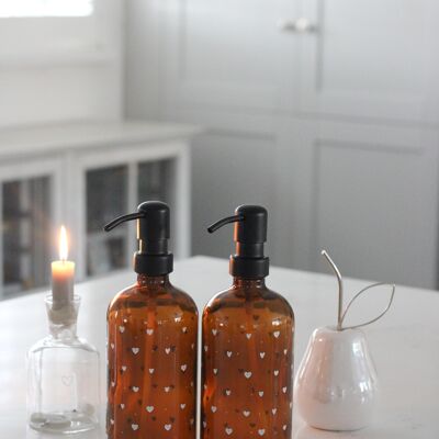 Amber Soap Bottle Set - Various Styles - Multi Hearts