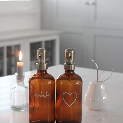 Set di bottiglie di sapone color ambra - vari stili - lavaggio a mano