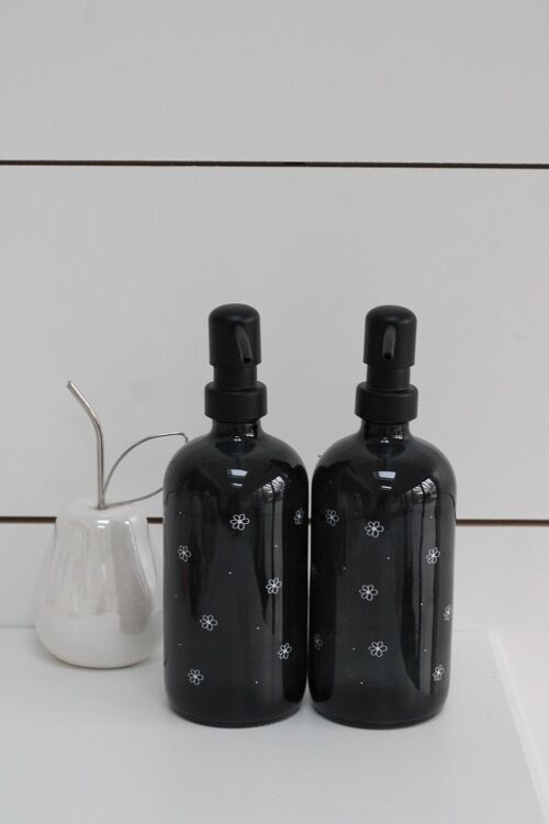 Black Soap Bottle Set - Various Styles - Floral