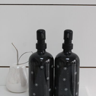 Black Soap Bottle Set - Various Styles - Floral