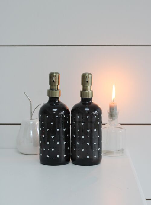 Black Soap Bottle Set - Multi Hearts
