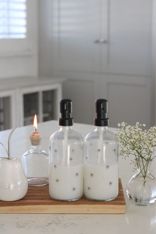 Clear Soap Bottle Set - Floral