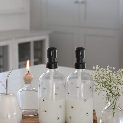 Ensemble de bouteilles de savon transparentes - Floral