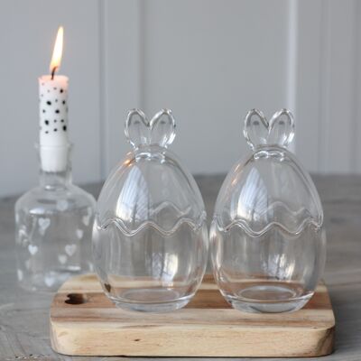 Glass Bunny Jar Set of 2 Medium