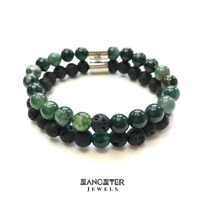 Green Agate Mens Bracelet Set ,  SKU111