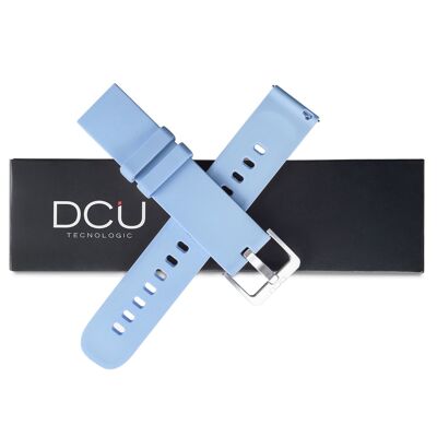 Bracelet en silicone bleu 19 mm pour verre bombé