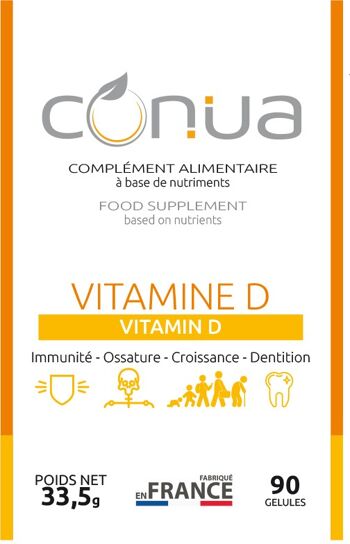 Vitamine D3 100.000 UI / g Cholécalciférol | Flacon de 90 gélules végétal pour 3 mois (90 jours) CONUA FABRICATION FARANCAISE 5