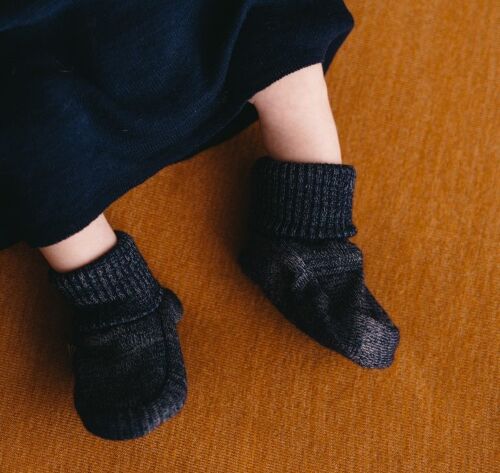 AMBER YARN | BOOTIES | Navy Blue | 0-6M