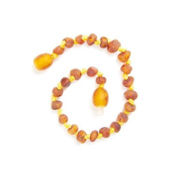 Bracelet de cheville/bracelet/collier en ambre miel bruni - 32 cm - Jaune