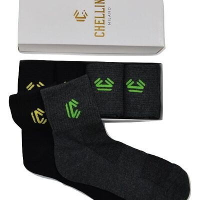 Set of 4 Sport-Socks low cut (Black/Grey)