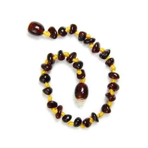 Dark Cherry Amber Anklet / Bracelet / Necklace - 17 cm - Orange