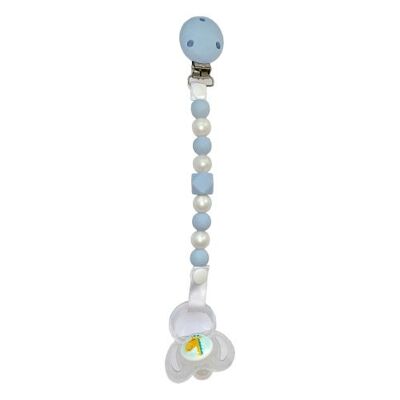 Dummy Clip / Soother Clip - Baby Blue & Pearl