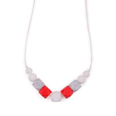 Teething / Feeding Necklaces - White, Grey & Red