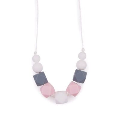 Collares de dentición/alimentación - gris y rosa