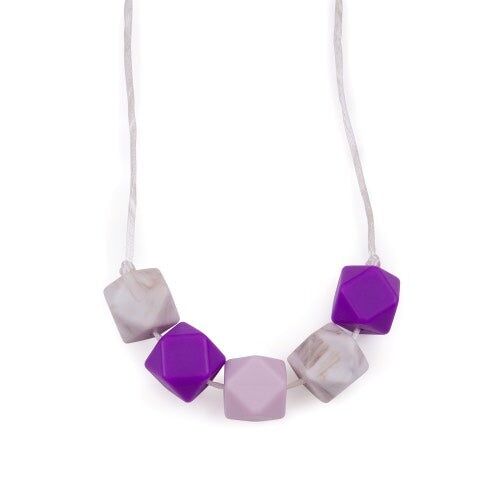Hexagon Teething / Feeding Necklaces - Grey & Purple