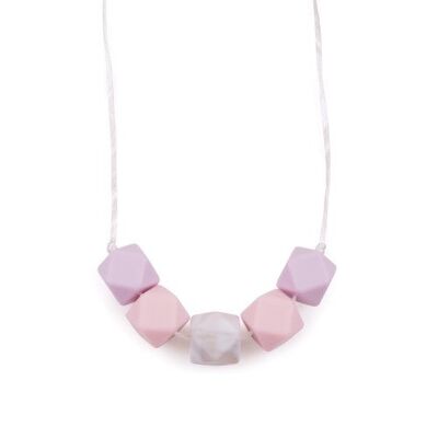 Hexagon Teething / Feeding Necklaces - Lilac & Light pink