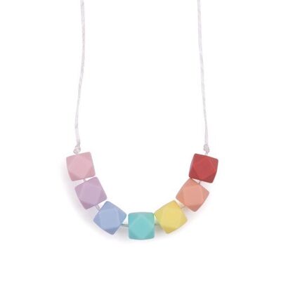 Hexagon Teething / Feeding Necklaces - Pastel Rainbow