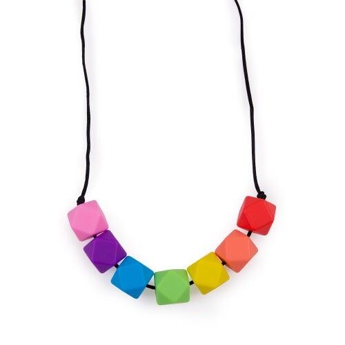 Hexagon Teething / Feeding Necklaces - Rainbow