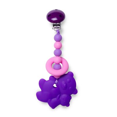 Clippbares Teddybär-Beißspielzeug – Pink & Lila
