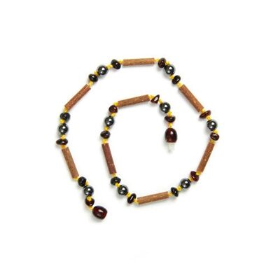 Hazelwood - Hematite & Cognac Amber Anklet / Bracelet / Necklace - 13 cm