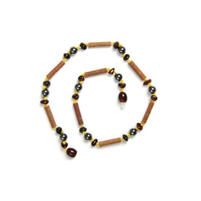 Hazelwood - Hematite & Cognac Amber Anklet / Bracelet / Necklace - 18 cm