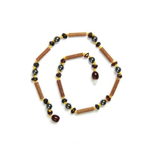 Hazelwood - Hematite & Cognac Amber Anklet / Bracelet / Necklace - 19 cm