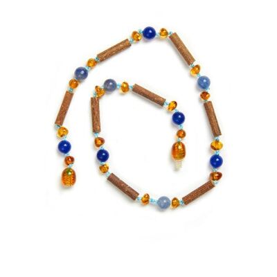 Hazelwood - Tobillera / pulsera / collar de lapislázuli azul y ámbar coñac - 14 cm
