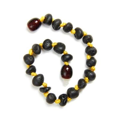 Cavigliera/braccialetto/collana in ambra ciliegia scura brunita - 13 cm - giallo