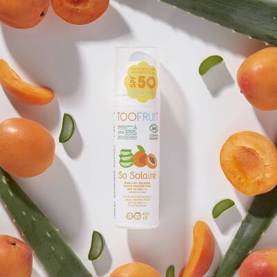 So Solaire, SPF 50 Organic non-greasy fluid - 100ml Apricot - Aloe vera