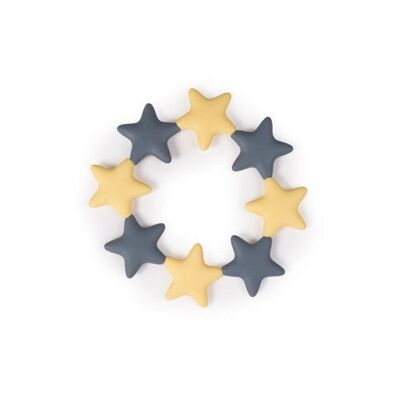 Star Teething Ring - Grey & Yellow