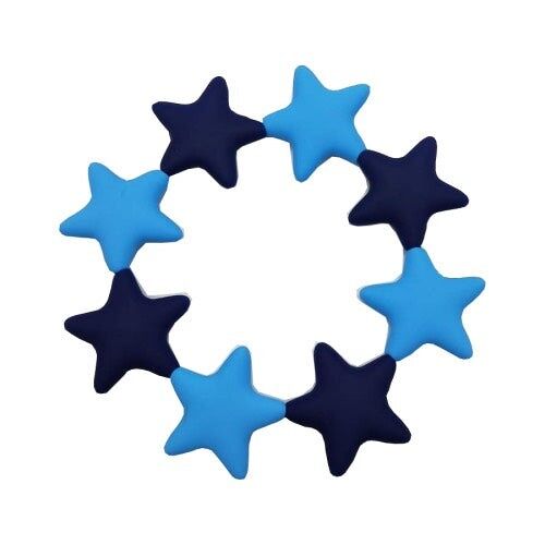 Star Teething Ring - Blue & Light Blue
