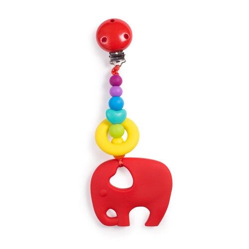 Clippable Elephant Teething Toy - Rainbow