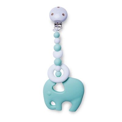 Ansteckbares Elefant-Beißspielzeug - Mint & Weiß