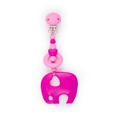 Clippable Elephant Teething Toy - Pink & Magenta